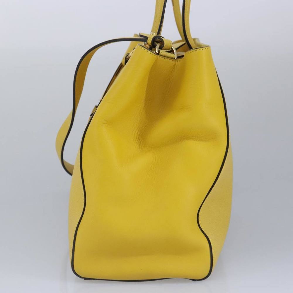 FENDI To joule Hand Bag Leather 2way Yellow Gold Auth 100188 - Picture 5 of 16